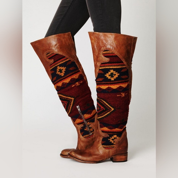 Colorful Patterned Knee-High Boots - Picture 8 of 16